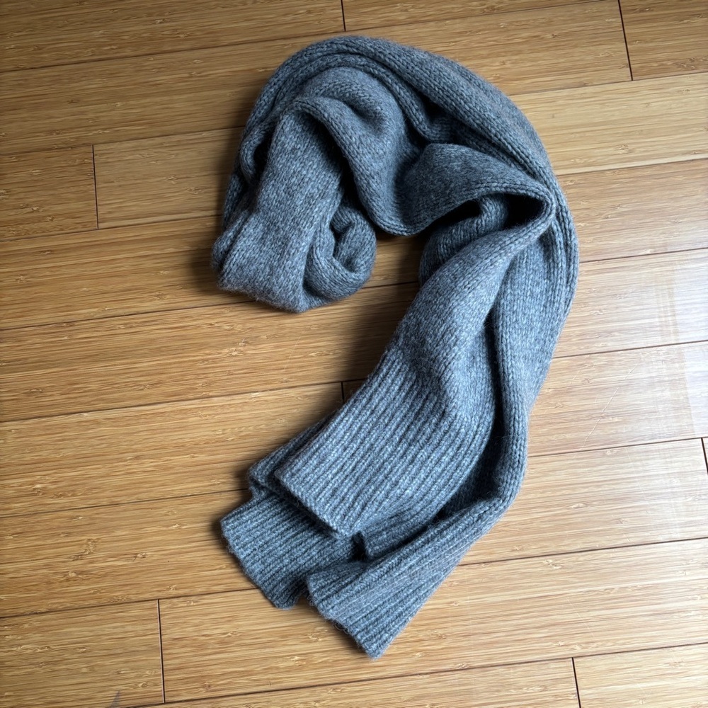 Allsaints Alpaca Merino Wool Grey Scarf
